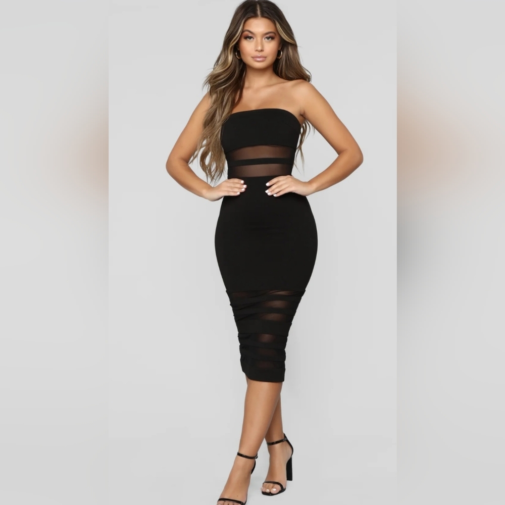 FASHIONOVA new A Little Meshed Up Midi Sexy Dress